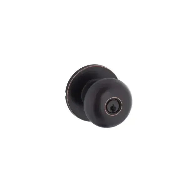 Yale Expressions Owen rosette with Keyed Walker knob, Weiser keyway — Bronce Aceitado