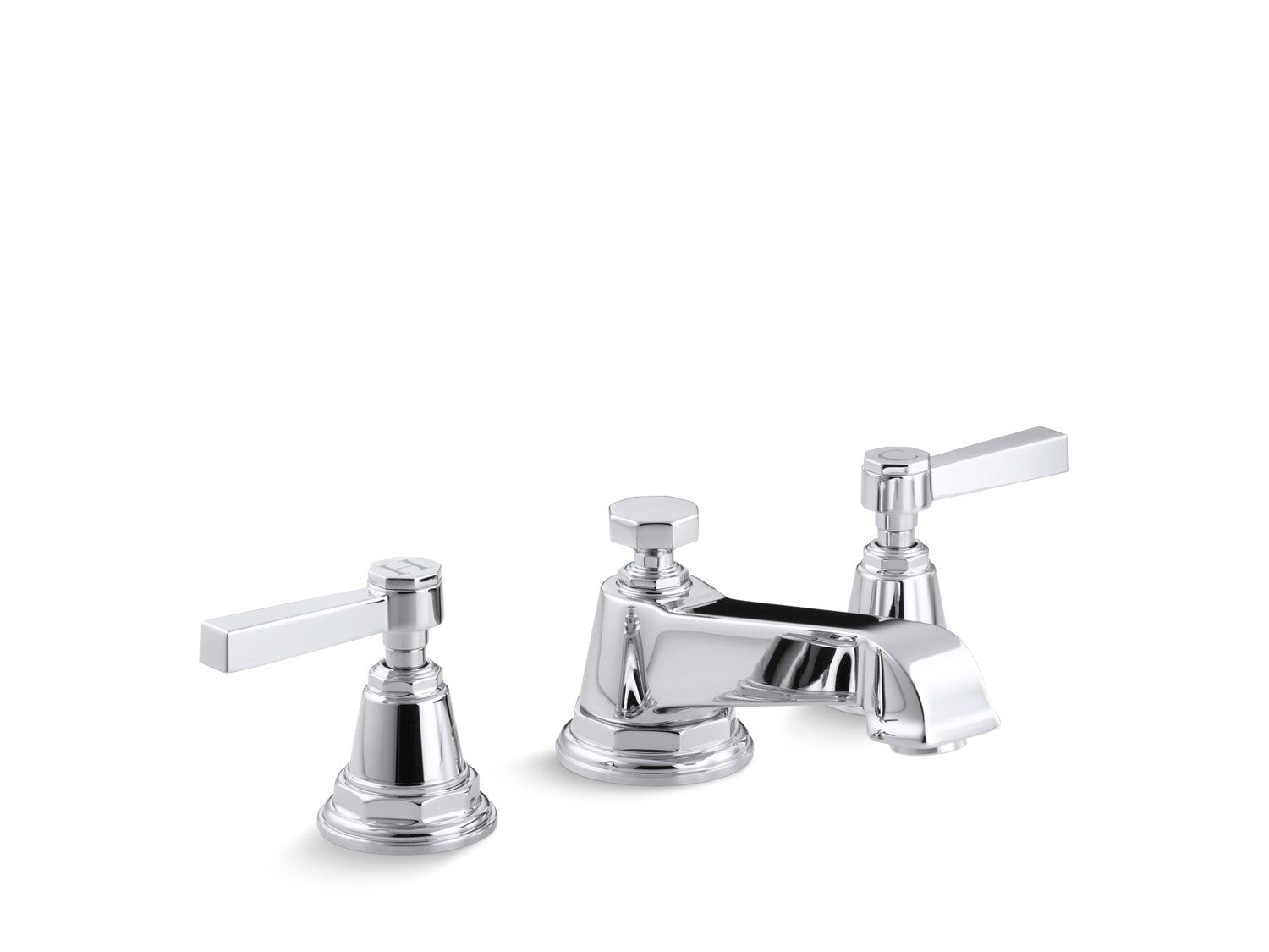 Kohler Pinstripe — Llave de Lavabo Widespread (3 Orificios) con Manijas de Palanca — Cromo Pulido
