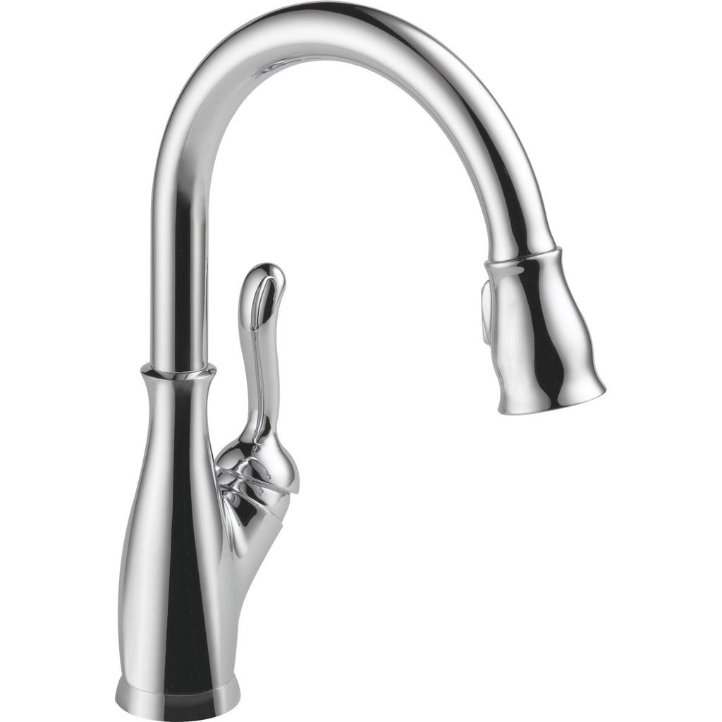 Delta Leland® Llave de una manija con tubo de salida deslizable para cocina
