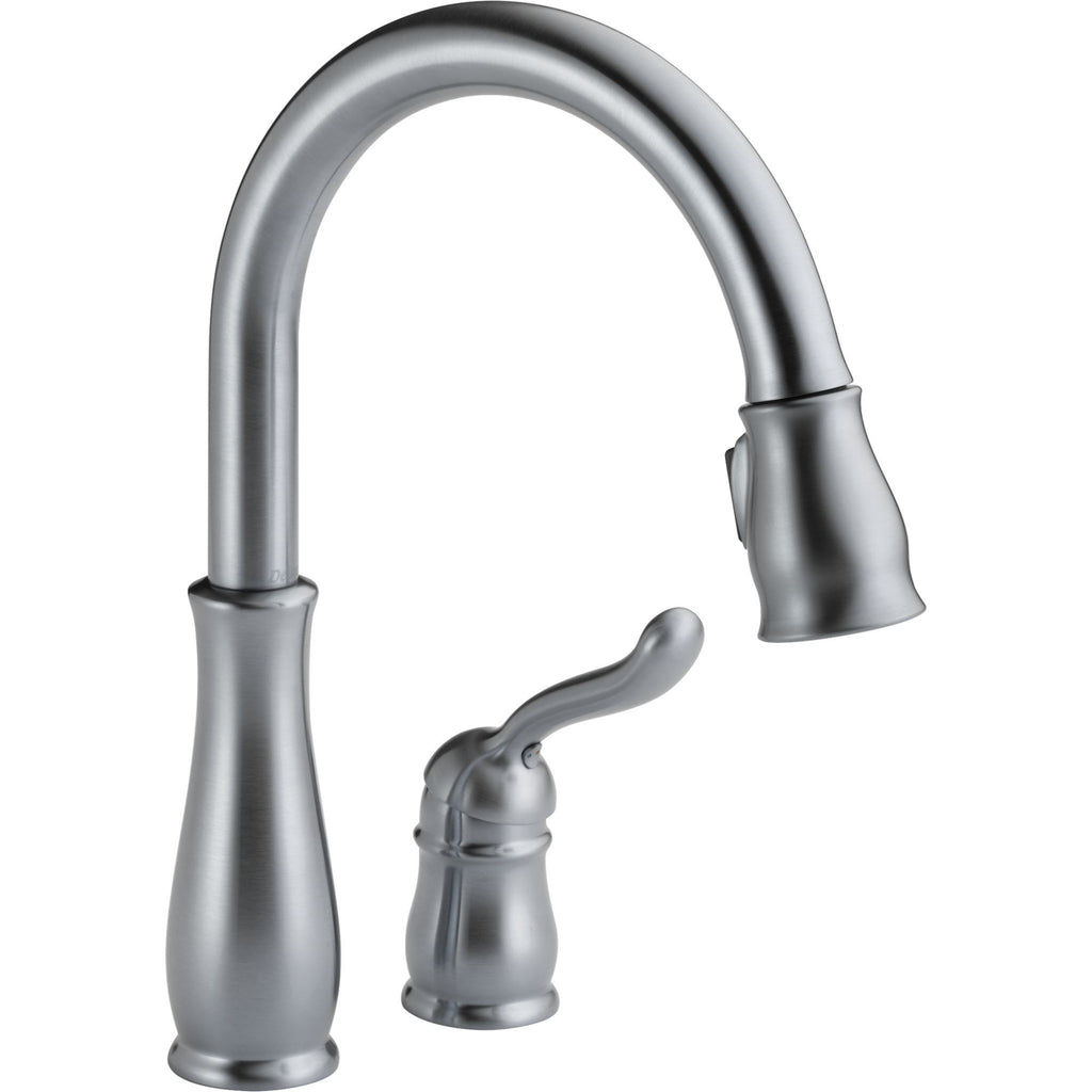 Delta Leland® Llave de una manija con tubo de salida deslizable para cocina