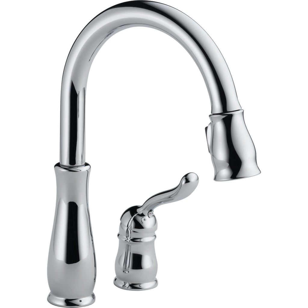 Delta Leland® Llave de una manija con tubo de salida deslizable para cocina