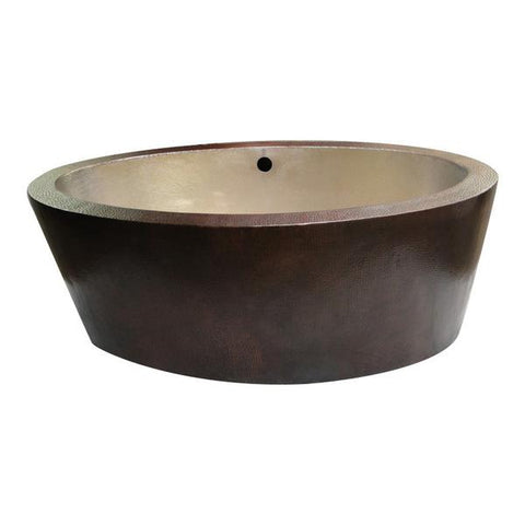 Bañera independiente de cobre para baño color oscuro dos personas