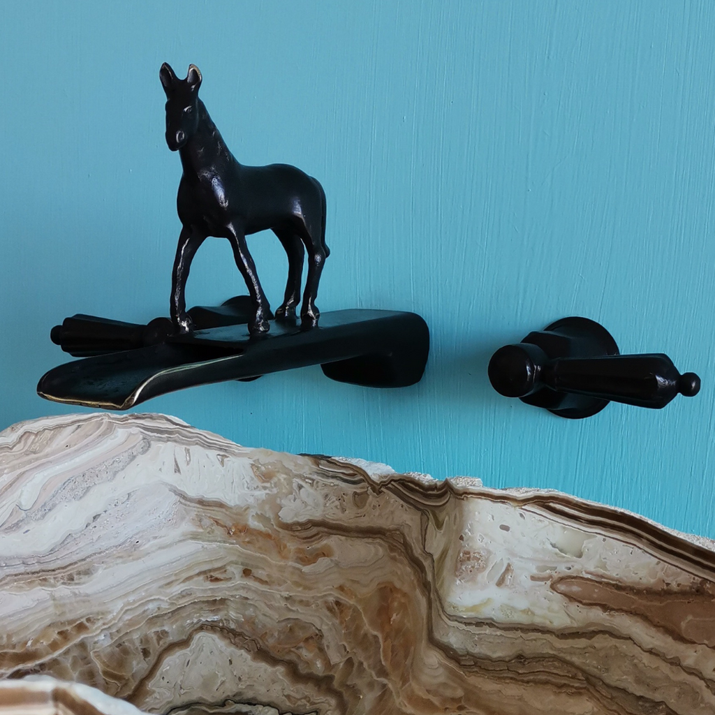 Dark Bronze Waterfall Horse Faucet Drinking or Standing Horse