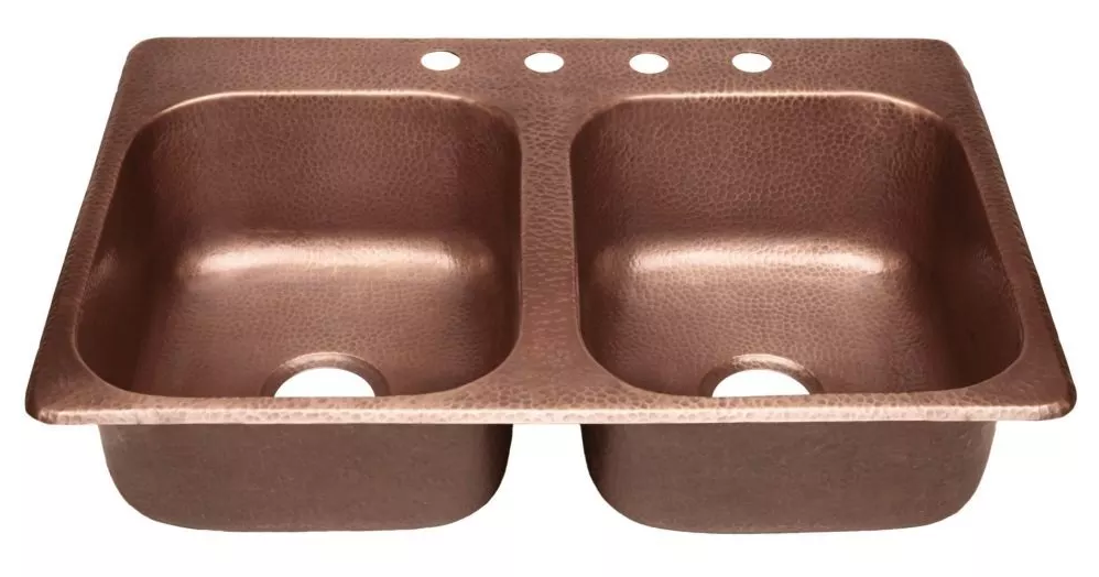 Siena Tarja de Cocina en Cobre Martillado Doble Sobreponer