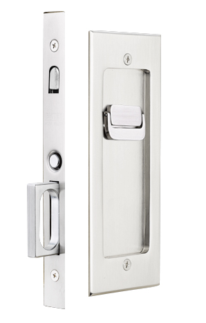 Emtek Manija Moderna Rectangular para Puerta Corrediza de Privacidad Pocket Door Mortise Modern Rectangular Privacy Function in Flat Black