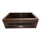 fregadero de cobre con mandil para cocina