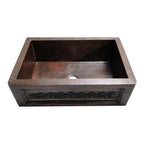 fregadero de cobre con mandil para cocina