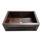 fregadero de cobre con mandil para cocina