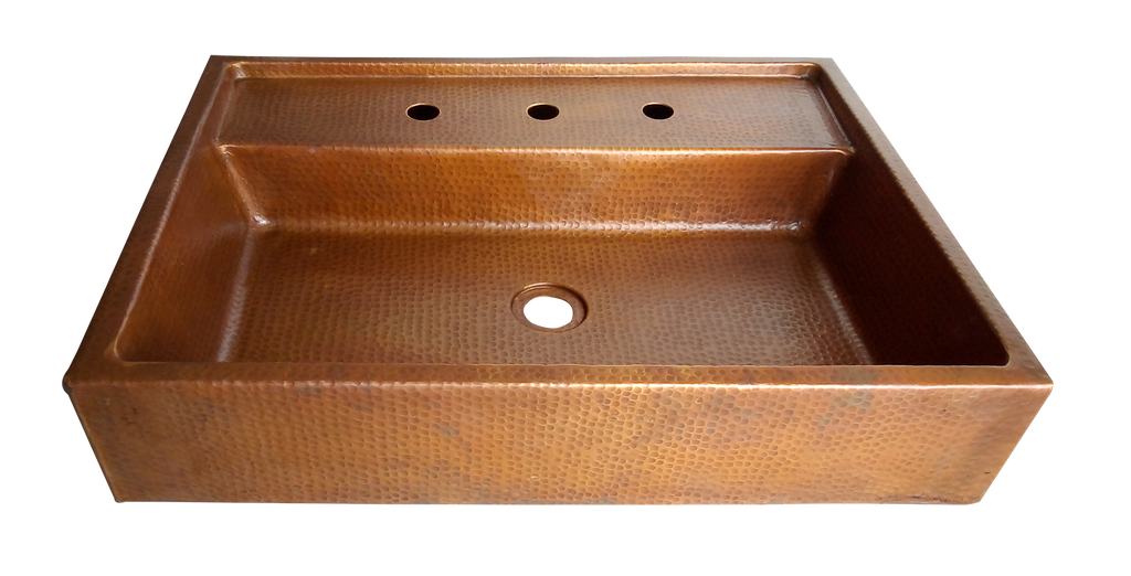 Lavabo ovaline  sobreponer de cobre martillado para baño