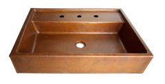 Lavabo ovaline  sobreponer de cobre martillado para baño
