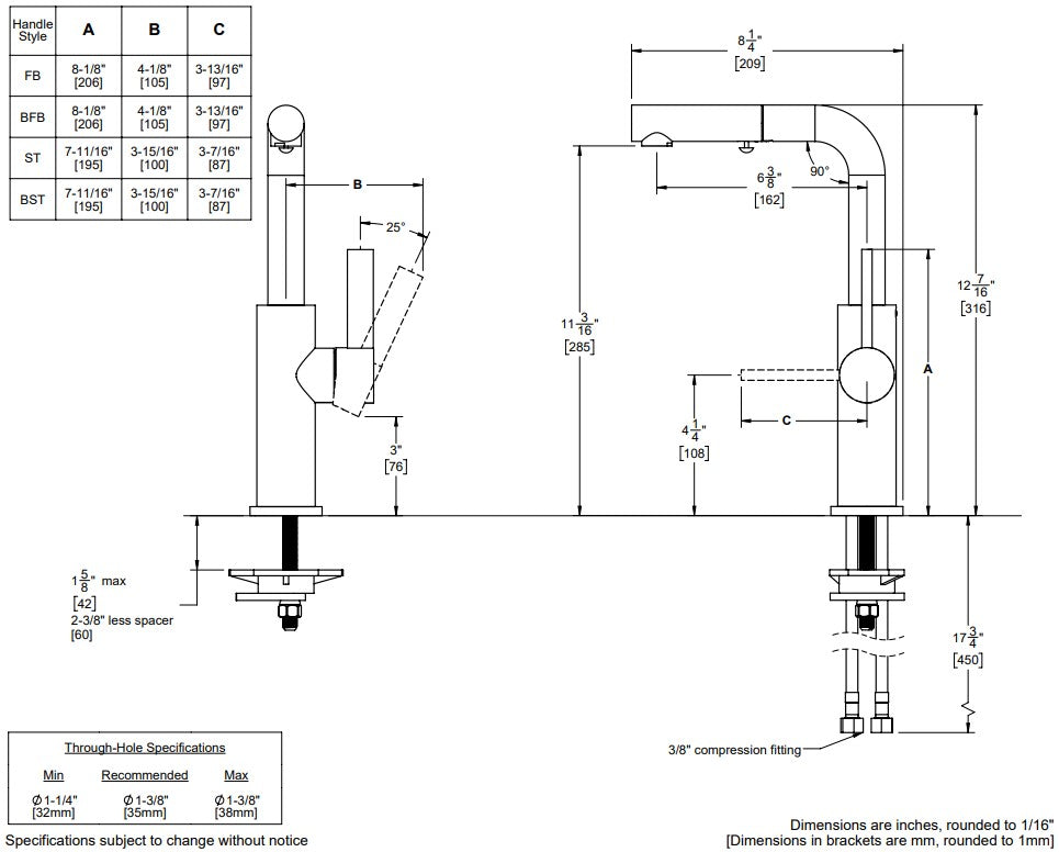 Medidas Corsano Grifo Monomando Pulldown Para Cocina