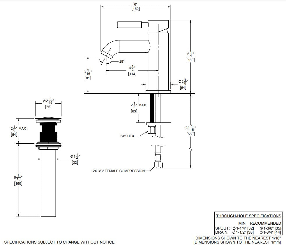 Medidas Single Hole Lavatory Faucet