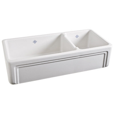 Shaws Original Casement Edge Front 1 1/2 Bowl Fireclay Apron Kitchen Sink
