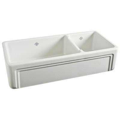 Shaws Original Casement Edge Front 1 1/2 Bowl Fireclay Apron Kitchen Sink