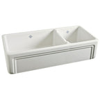 Shaws Original Casement Edge Front 1 1/2 Bowl Fireclay Apron Kitchen Sink