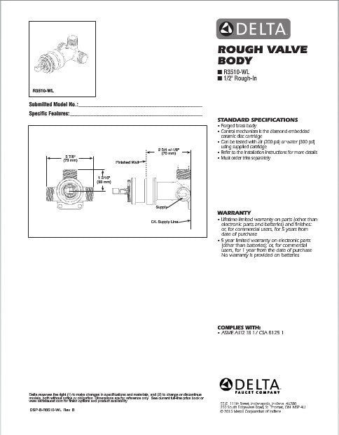 Delta Tesla™ Single Handle Wall Mount Lavatory Rough