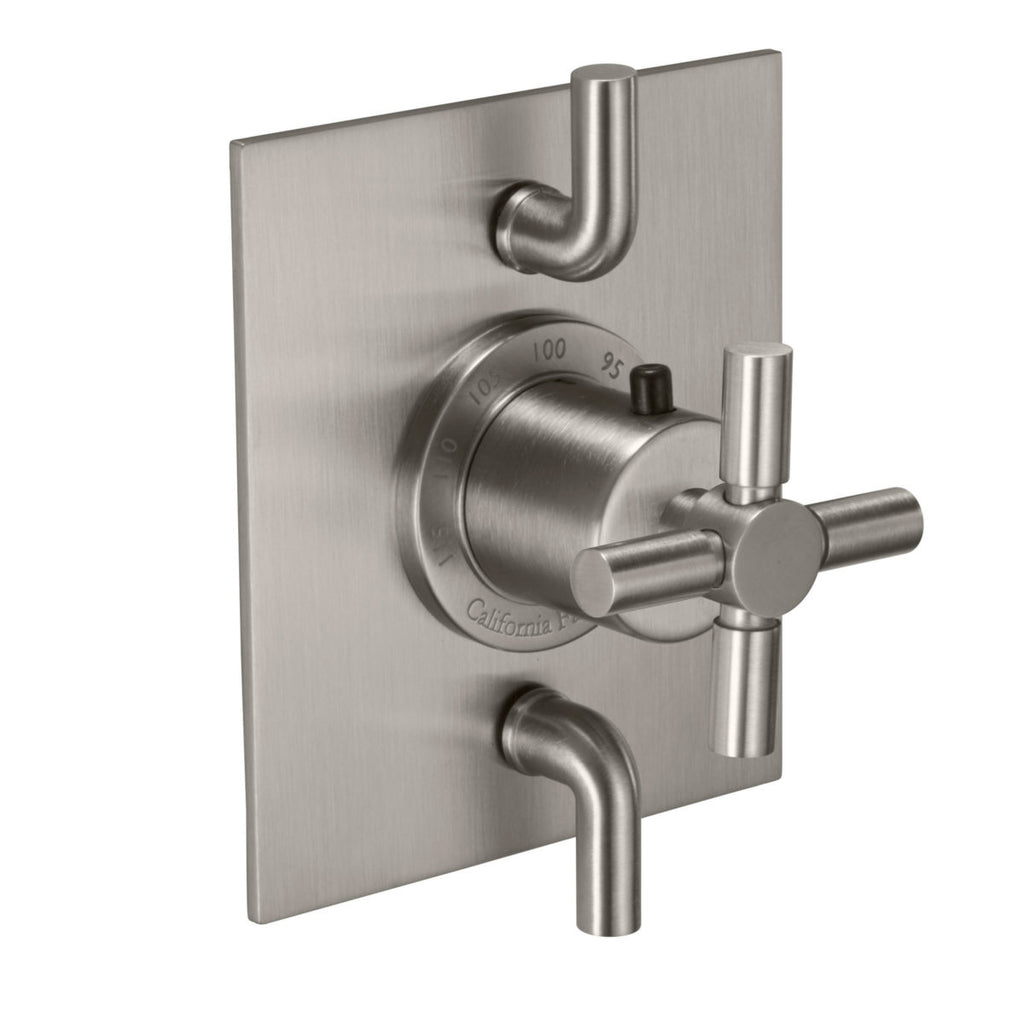 California Faucets Control de Ducha Tina Rectangular Con Manerales de Cruz