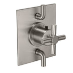 California Faucets Control de Ducha Tina Rectangular Con Manerales de Cruz