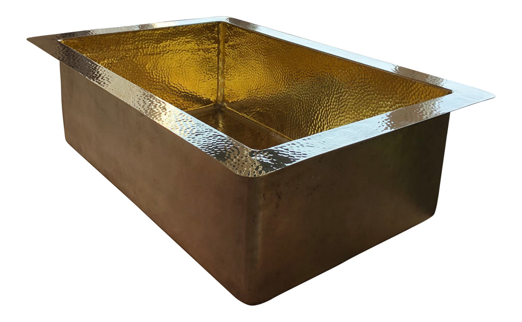 Fregadero de laton rectangular sencillo