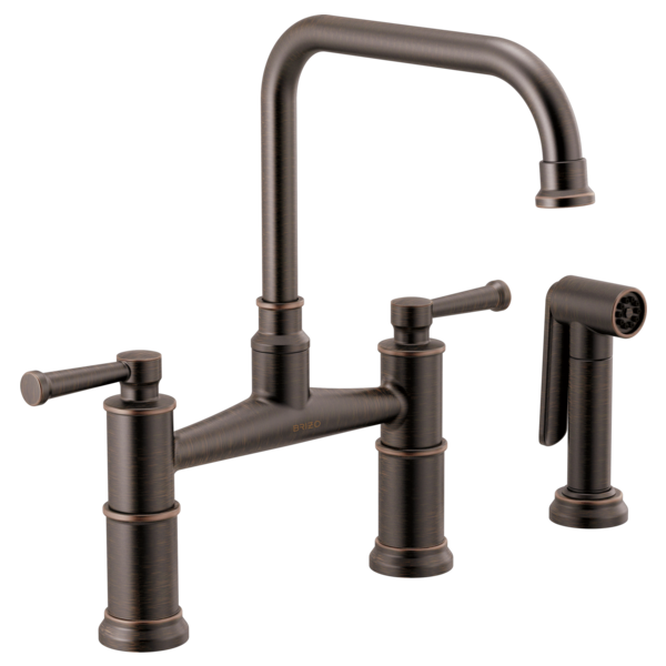 BRIZO - Artesso Grifo Puente Para Cocina De Dos Llaves Con Rociador