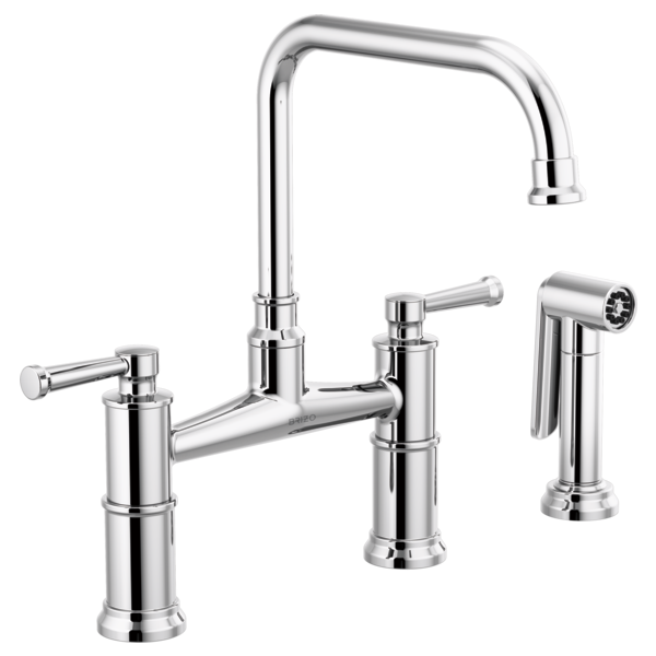 BRIZO - Artesso Grifo Puente Para Cocina De Dos Llaves Con Rociador