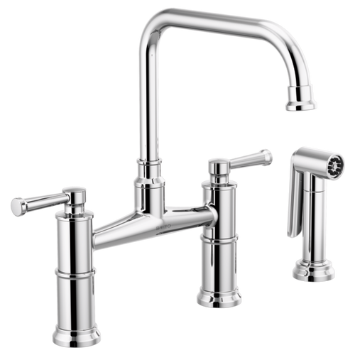 BRIZO - Artesso Grifo Puente Para Cocina De Dos Llaves Con Rociador
