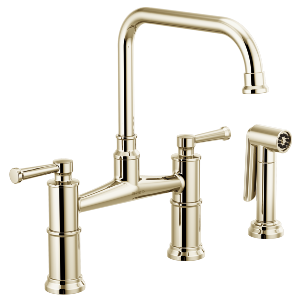 BRIZO - Artesso Grifo Puente Para Cocina De Dos Llaves Con Rociador
