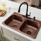 Siena Tarja de Cocina en Cobre Martillado Doble Sobreponer