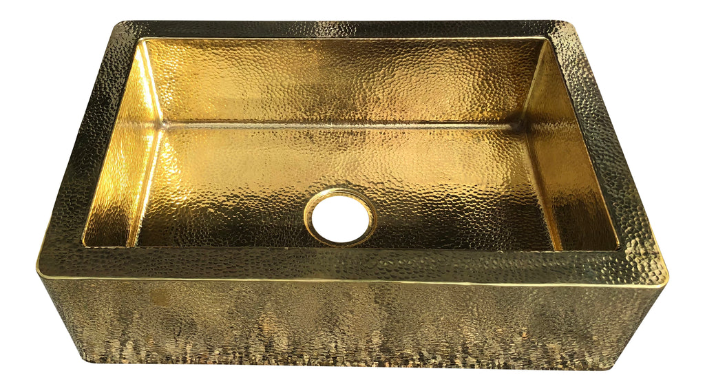 Fregadero de latón rectangular con mandil